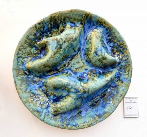 Puffballs Wall Piece by Michelle Maher. This wall sculpture is inspired by the internal structure of Puffball fungi and seascapes from the Burren in Co. Clare. Hand sculpted and modelled in a grogged stoneware clay body and fired in an electric kiln to 1260°C (Cone 8).